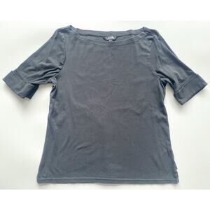 Women's Lauren Ralph Lauren Black Boat Neck Rolled Sleeve T-Shirt Size XL